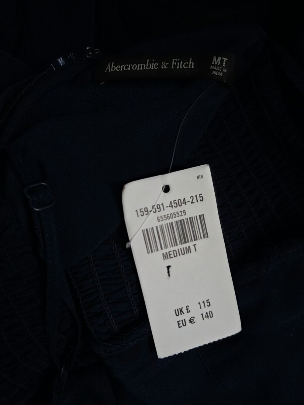 Abercrombie & Fitch Ruffled Tiered Maxi Dress Navy Medium Tall MT - Picture 7 of 8